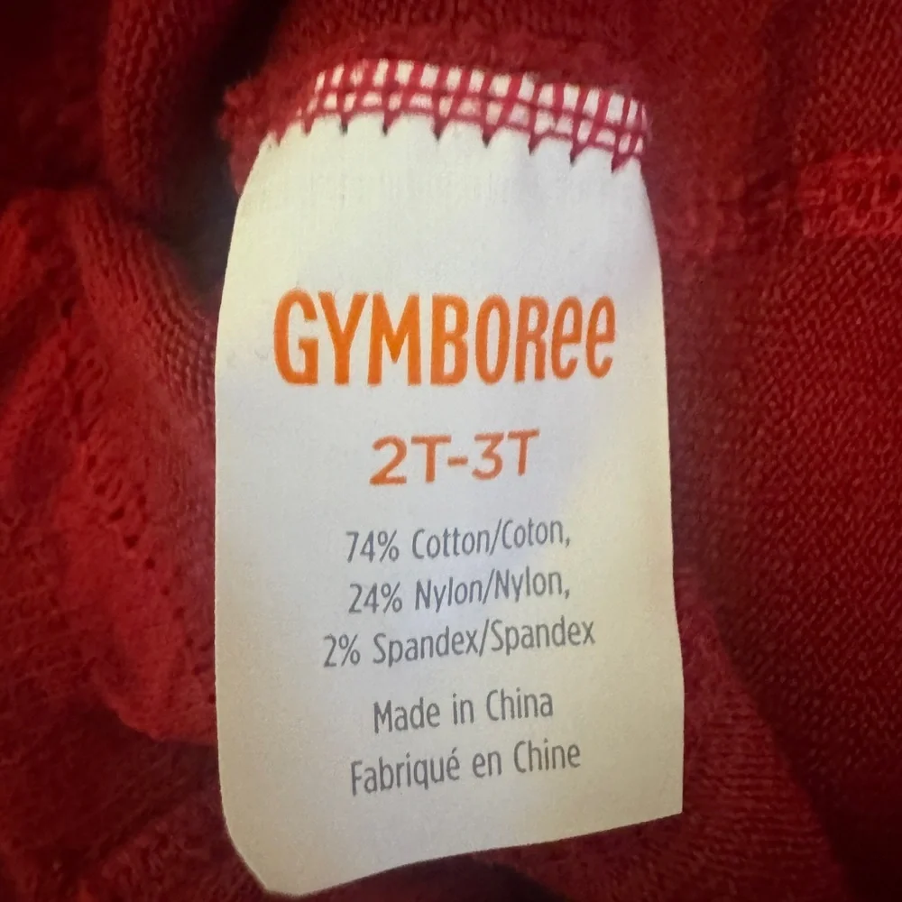 Gymboree Festive Red Tights with Green Tree Accents